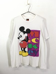レディース 古着 90s USA製 Disney MICKEY ポップ プリント キャラクター Tシャツ L位 古着