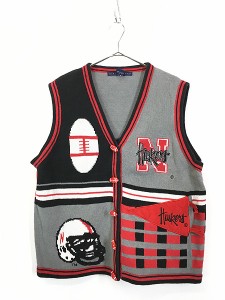 レディース 古着 NCAA Nebraska Cornhuskers ハスカーズ アメフト 麻 コットン ニット ベスト XL 古着