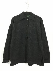 レディース 古着 90s J Crew ケーブル編み ハーフボタン 襟付き ウール ニット セーター M 古着