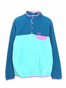 レディース 古着 16s Patagonia スナップT バイカラー シンチラ フリース ジャケット 青緑×紫 M 古着