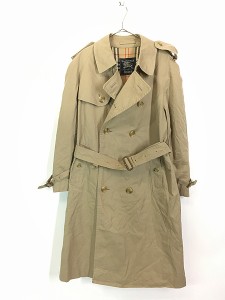 古着 80s 英国製 Burberry Harrods 別注 ダブル ブレスト トレンチ コート L位 古着