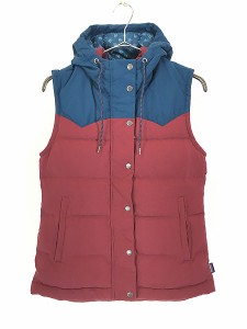 レディース 古着 15s Patagonia 「Bivy Down Vest」 バイカラー 裏地 花柄 フーデッド ビビー ダウン ベスト XS 古着