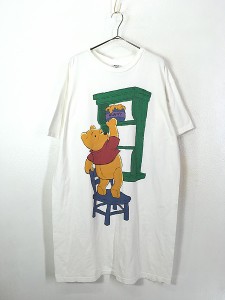 レディース 古着 90s USA製 Disney Pooh くまのプーさん はちみつ 泥棒 Tシャツ ワンピース ひざ丈 XL位 古着