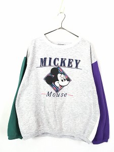 レディース 古着 90s Disney MICKEY Mouse レトロ クレイジー パターン スウェット トレーナー L 古着