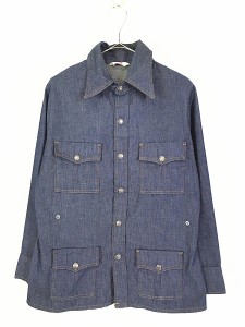 レディース 古着 70s Levi's 4ポケット 濃紺 バットダイ デニム シャツ ジャケット L位 古着