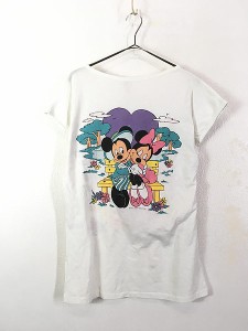 レディース 古着 80s USA製 Disney Mickey ミッキー&ミニー ラブラブ デート ノースリーブ Tシャツ L 古着