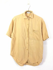 レディース 古着 90s Calvin Klein シンプル ラウンド カット 上質 100% シルク シャツ 半袖 XL 古着