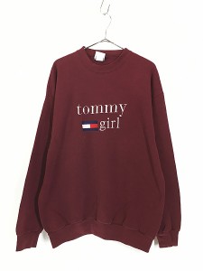 レディース 古着 90s USA製 Tommy Hilfiger 「tommy girl」 ロゴ スウェット トレーナー XL 古着