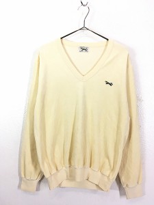 レディース 古着 80s JC Penney The Fox Sweater キツネ ワッペン Vネック ベロア トップス M 古着