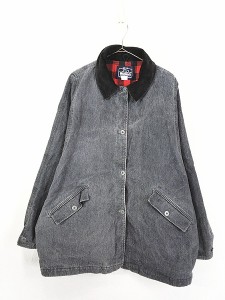 レディース 古着 90s USA製 WoolRich ブラック デニム ハンティング カバーオール ジャケット XL 古着