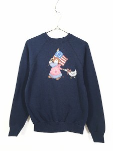 レディース 古着 90s USA製 女の子×あひる ハンド ペイント スウェット トレーナー M 古着