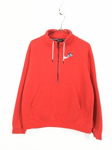 レディース 古着 NIKE スウォッシュ 花  グラフィック ハーフジップ スウェット トレーナー Ｍ 古着