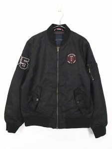 古着 TOMMY HILFIGER BIG ロゴ パッチ パデット MA-1 ナイロン ジャケット M 古着