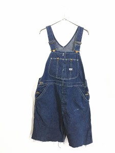 古着 50s USA製 Lee 「Jelt Denim」 濃紺 ジェルト デニム カットオフ オーバーオール W36 古着