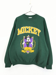 古着 90s USA製 Disney ミッキー BIG プリント スウェット トレーナー XL 古着