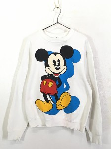 古着 90s Disney Mickey ミッキー BIG プリント スウェット トレーナー XL位 古着