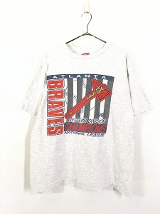 古着 90s USA製 MLB Atlanta Braves ブレーブス プリント Tシャツ XL 古着