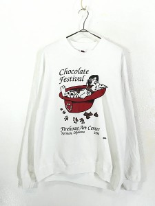 古着 90s USA製 「Chocolate Festival」 犬 ダルメシアン アニマル スウェット トレーナー L 古着