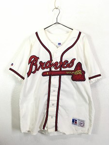 古着 90s USA製 MLB Atlanta Braves ブレーブス No23  「JUSTICE」 ベースボール シャツ L 古着