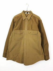 古着 80s USA製 Duxbak ナイロン × コットン キャンバス ハンティング シャツ L 古着