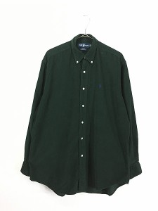 古着 90s Ralph Lauren 「BLAKE」 ワンポイント 細畝 コーデュロイ BD シャツ 深緑 M 古着