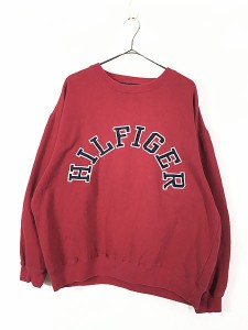 古着 90s TOMMY HILFIGER 刺しゅう パッチ スウェット トレーナー M 古着