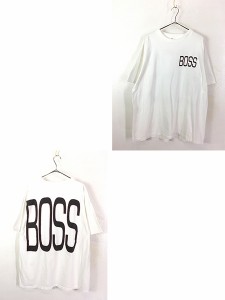 古着 90s BOSS 両面 BIG ロゴ 100%コットン Tシャツ XL位 古着