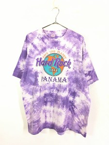 古着 90s Hard Rock Cafe 「PANAMA」 BIG ロゴ タイダイ ハードロック Tシャツ 紫 XL 古着