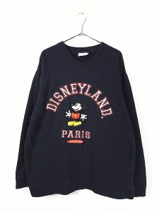 古着 90s Disney Mickey 「DISNEYLAND PARIS」 ミッキー スウェット トレーナー XXL 古着