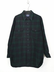 古着 80s USA製 Pendleton ブラック ウォッチ チェック ウール シャツ 16 1/2