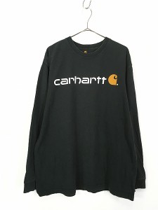 古着 Carhartt BIG ロゴ 長袖 Tシャツ ロンT 黒 L 古着