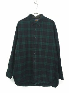 古着 60s Pendleton ブラック ウォッチ チェック 3点留 ボタンダウン ウール シャツ XL