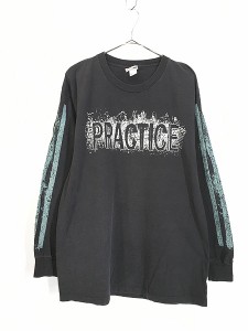 古着 90s USA製 adidas 「PRACTICE」 グラフィック 3ライン 長袖 Tシャツ ロンT L 古着