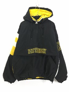 古着 90s NFL Pittsburgh Steelers スティーラーズ ハーフジップ パデット ナイロン ジャケット パーカー L 古着