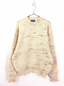 古着 80s USA製 Pendleton ケーブル編 ネップ ウール ニット セーター L