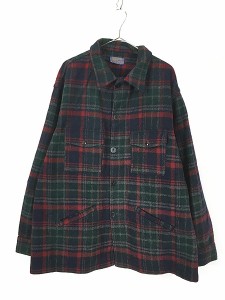 古着 80s USA製 Pendleton チェック メルトン ウール カバーオール ジャケット 2X