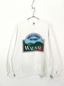 古着 90s USA製 WAUSAU ポップ アート スウェット トレーナー L