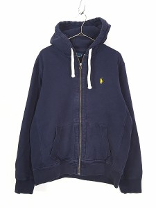 古着 Polo Ralph Lauren ポニー 刺しゅう ジップ スウェット パーカー 紺 L 古着