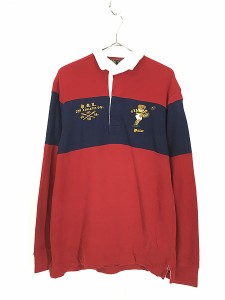 古着 Polo Ralph Lauren 「POLO BEAR」 ポロベア バイカラー ラガー ラグビー シャツ S 古着