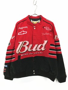 古着 90s JEFF HAMILTON 「Budweiser」 バドワイザー 刺しゅう レーシング ジャケット L 古着