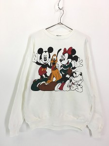 古着 90s USA製 Disney Mickey ミッキーと仲間たち ポケット付 スウェット トレーナー L 古着