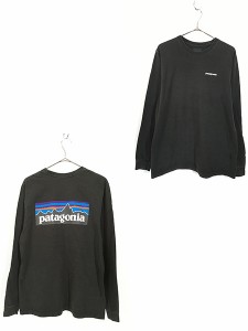 古着 17s Patagonia フィッツロイ プリント 長袖 Tシャツ ロンT 黒 M 古着