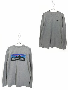 古着 Patagonia フィッツロイ プリント 長袖 Tシャツ ロンT グレー M 古着