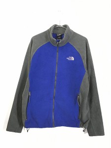 古着 TNF The North Face 青 × グレー フリース ジャケット M 古着