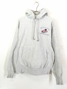 古着 90s Champion Reverse Weave 「ROLAND PARK」 スニーカー 刺しゅう リバース スウェット パーカー M 古着