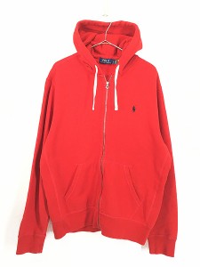 古着 POLO Ralph Lauren フード裏 サーマル スウェット ジップ パーカー L 古着