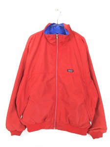 古着 90s USA製 Patagonia 裏地フリース シェルド シンチラ シェル ジャケット 赤 L 古着