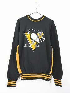 古着 90s USA製 NHL 「Pittsburgh Penguins」 ペンギンズ リバース スウェット トレーナー L 古着