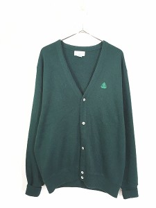 古着 90s USA製 IZOD エンブレム 刺しゅう アクリル ニット カーディガン 緑 L 古着