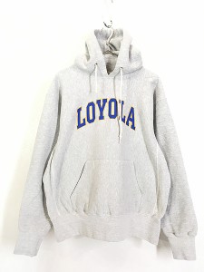 古着 90s USA製 「LOYOLA」 2段 ヘビー リバース スウェット パーカー M 古着